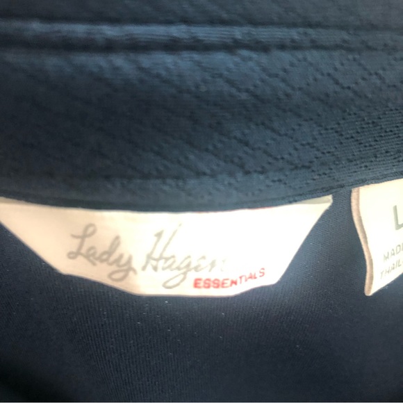 💥 3 for $15 Lady Hagen Navy Blue Short Sleeve Pullover Large Top - Picture 3 of 3